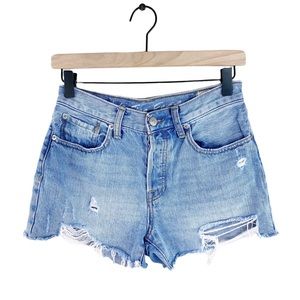 Free People We the Free Distressed High Rise Shorts